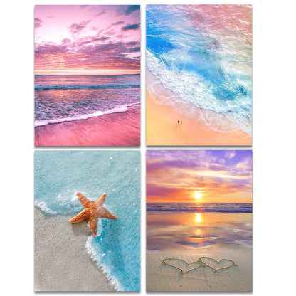 Muzagroo Art 5D Diamond Painting Kits for Adults, DIY Diamond Art Kits for Beginners, Turtle Diamond Dot Kits Gem Arts and Crafts for Living Room, Gem Painting Bedroom 4 PCS Wall Art - Sayby’s