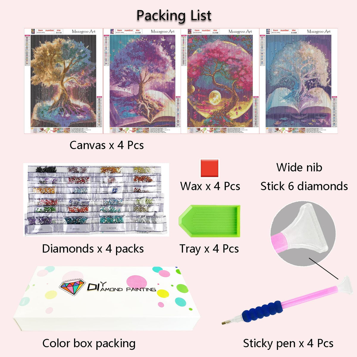 Muzagroo Art 5D Diamond Painting Kits for Adults, DIY Diamond Art Kits for Beginners, Turtle Diamond Dot Kits Gem Arts and Crafts for Living Room, Gem Painting Bedroom 4 PCS Wall Art - Sayby’s