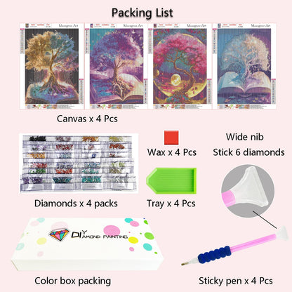Muzagroo Art 5D Diamond Painting Kits for Adults, DIY Diamond Art Kits for Beginners, Turtle Diamond Dot Kits Gem Arts and Crafts for Living Room, Gem Painting Bedroom 4 PCS Wall Art - Sayby’s