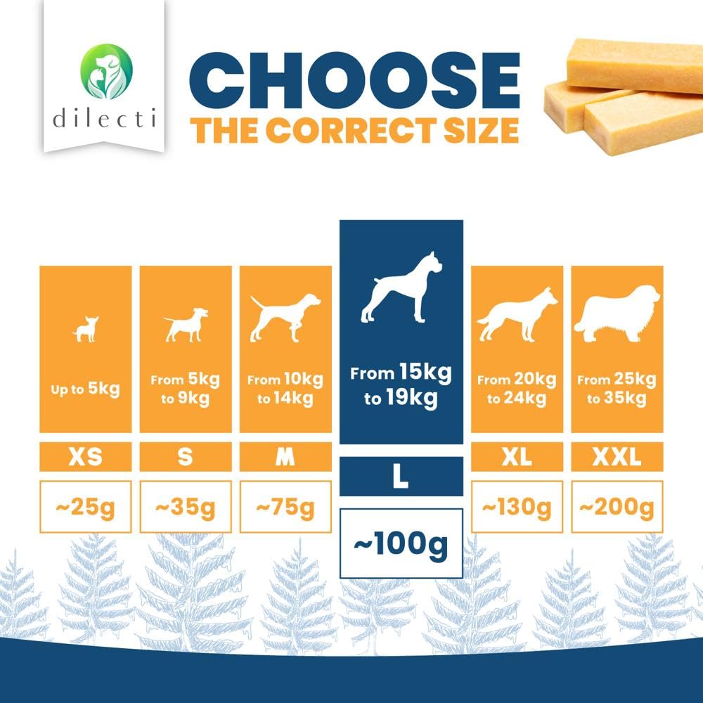 Natural Dog Chews - Delicious, Hard and Long Lasting Yak Chews for Dogs, Dog Treats for Dental Care, Dental Sticks for Healthy Teeth - L size (pack of 3) - Sayby’s