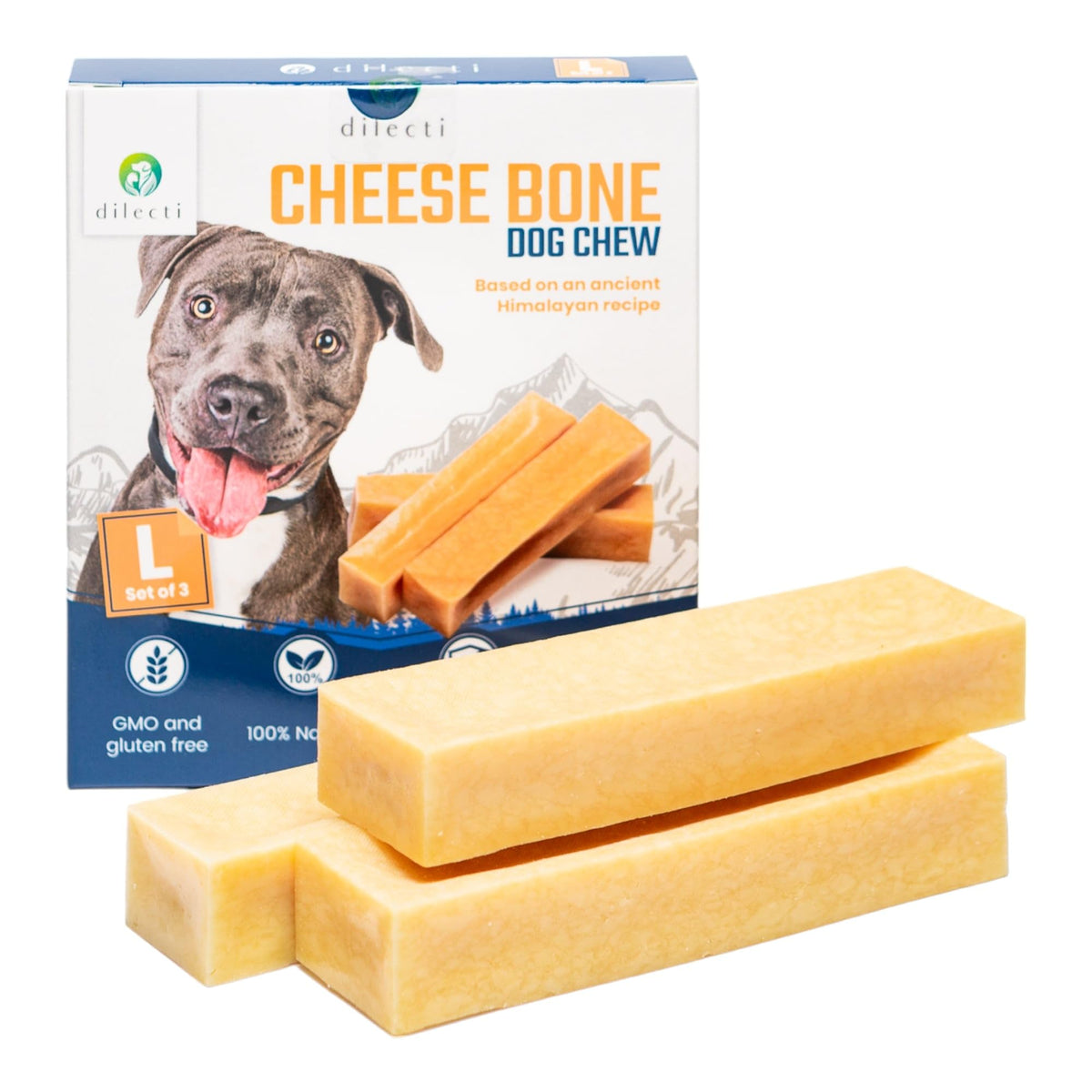 Natural Dog Chews - Delicious, Hard and Long Lasting Yak Chews for Dogs, Dog Treats for Dental Care, Dental Sticks for Healthy Teeth - L size (pack of 3) - Sayby’s