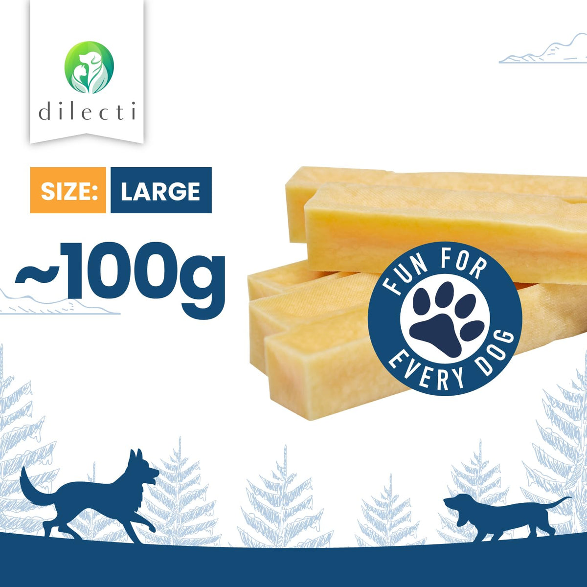 Natural Dog Chews - Delicious, Hard and Long Lasting Yak Chews for Dogs, Dog Treats for Dental Care, Dental Sticks for Healthy Teeth - L size (pack of 3) - Sayby’s