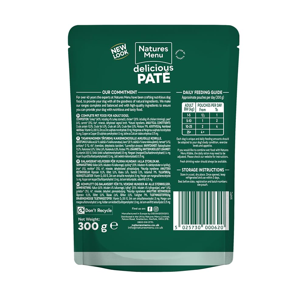 Natures Menu - Wet Dog Food - Pouches for Adult Dogs - Mixed Variety - 8 x 300g - Sayby’s