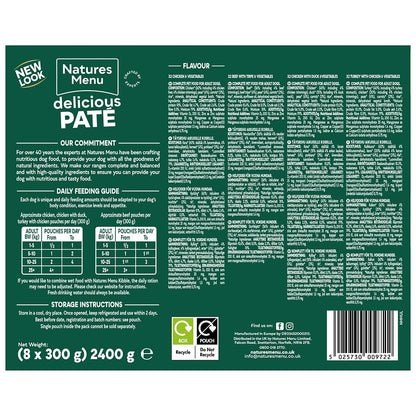 Natures Menu - Wet Dog Food - Pouches for Adult Dogs - Mixed Variety - 8 x 300g - Sayby’s