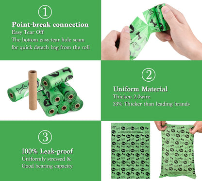 Nineaccy Biodegradable Dog Poo Bags with Holder-240 Large Poop Bags, Corn Starch Blended Compostable Poo Bag, Extra Thick Strong Leak Proof Poop Waste Bag for Dogs - Sayby’s