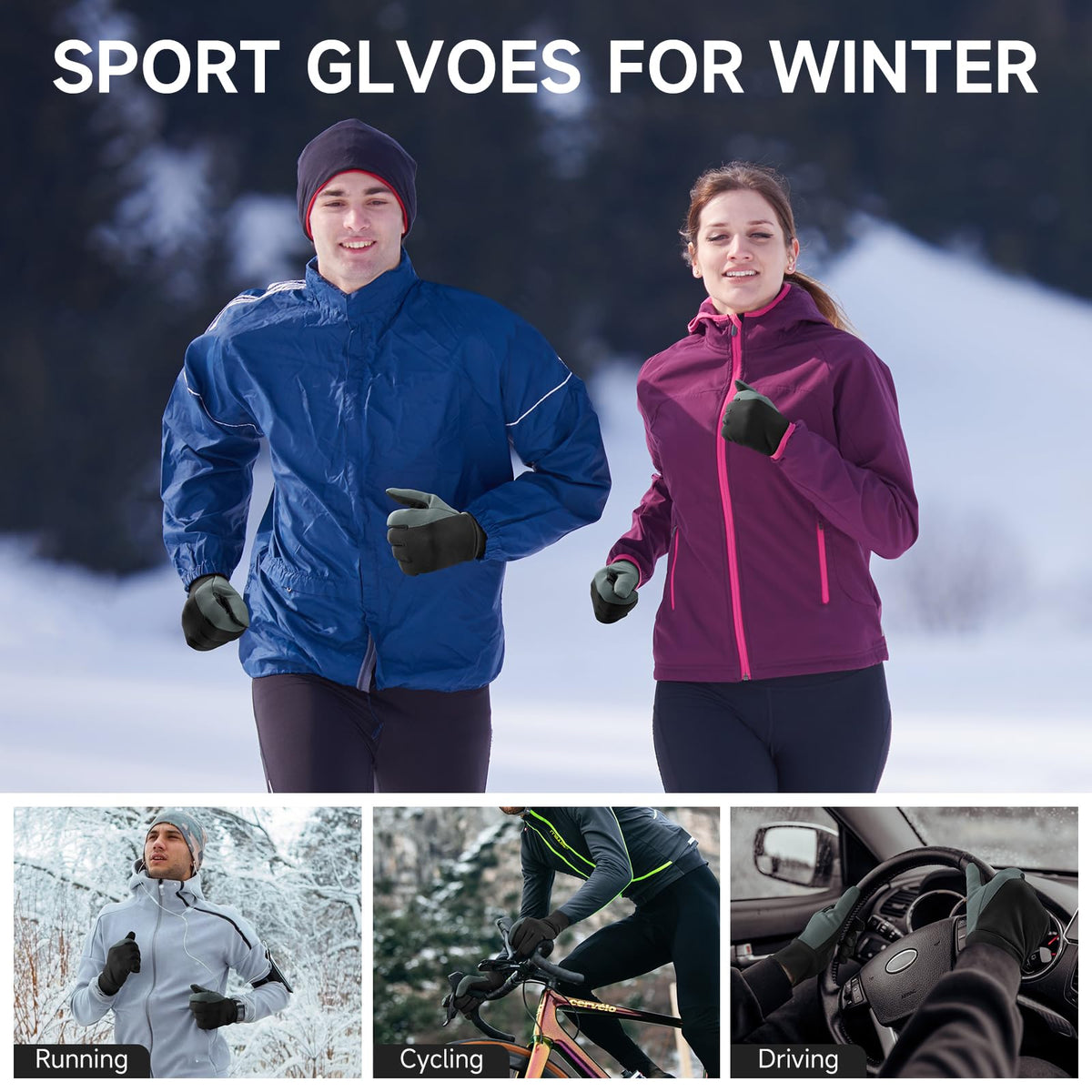 OZERO Thermal Gloves Touch Screen, Water Resistant Windproof Winter Gloves for Running Cycling Driving Hiking Biking Riding Outdoor for Men Women - Sayby’s