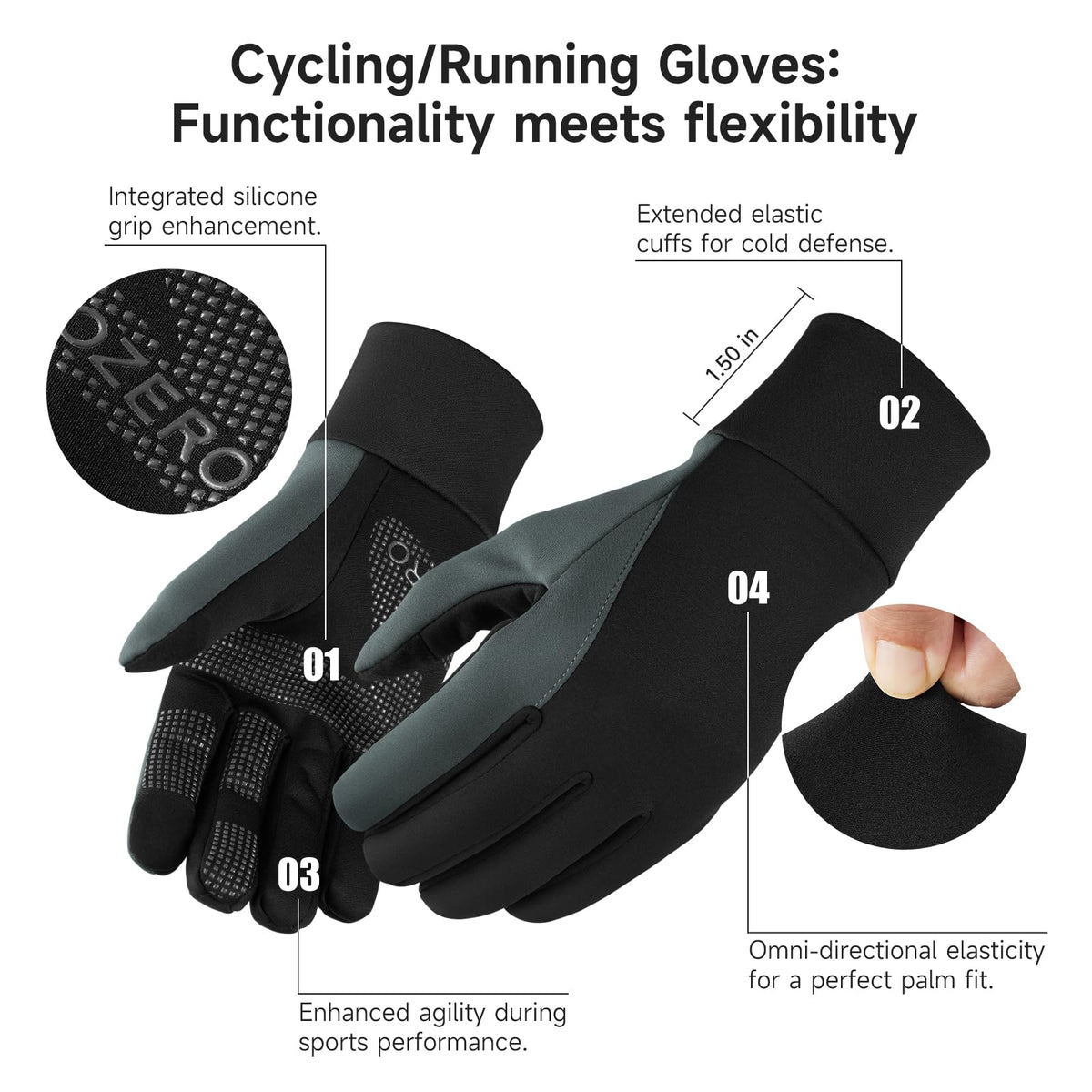 OZERO Thermal Gloves Touch Screen, Water Resistant Windproof Winter Gloves for Running Cycling Driving Hiking Biking Riding Outdoor for Men Women - Sayby’s