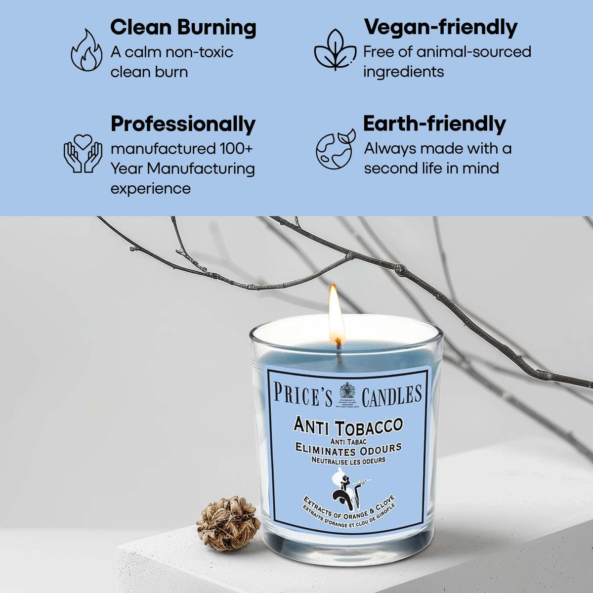 Price's - Household Pet Jar Candle - Odour Eliminating Candle - Made With Orange, Lemon & Thyme Extracts - Clean, Fresh, Quality Fragrance - Long Lasting Scent - Sayby’s