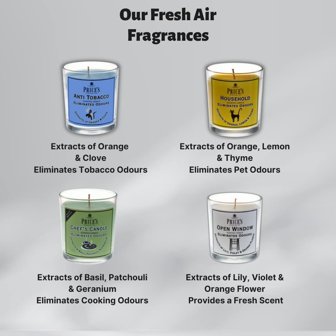 Price's - Household Pet Jar Candle - Odour Eliminating Candle - Made With Orange, Lemon & Thyme Extracts - Clean, Fresh, Quality Fragrance - Long Lasting Scent - Sayby’s