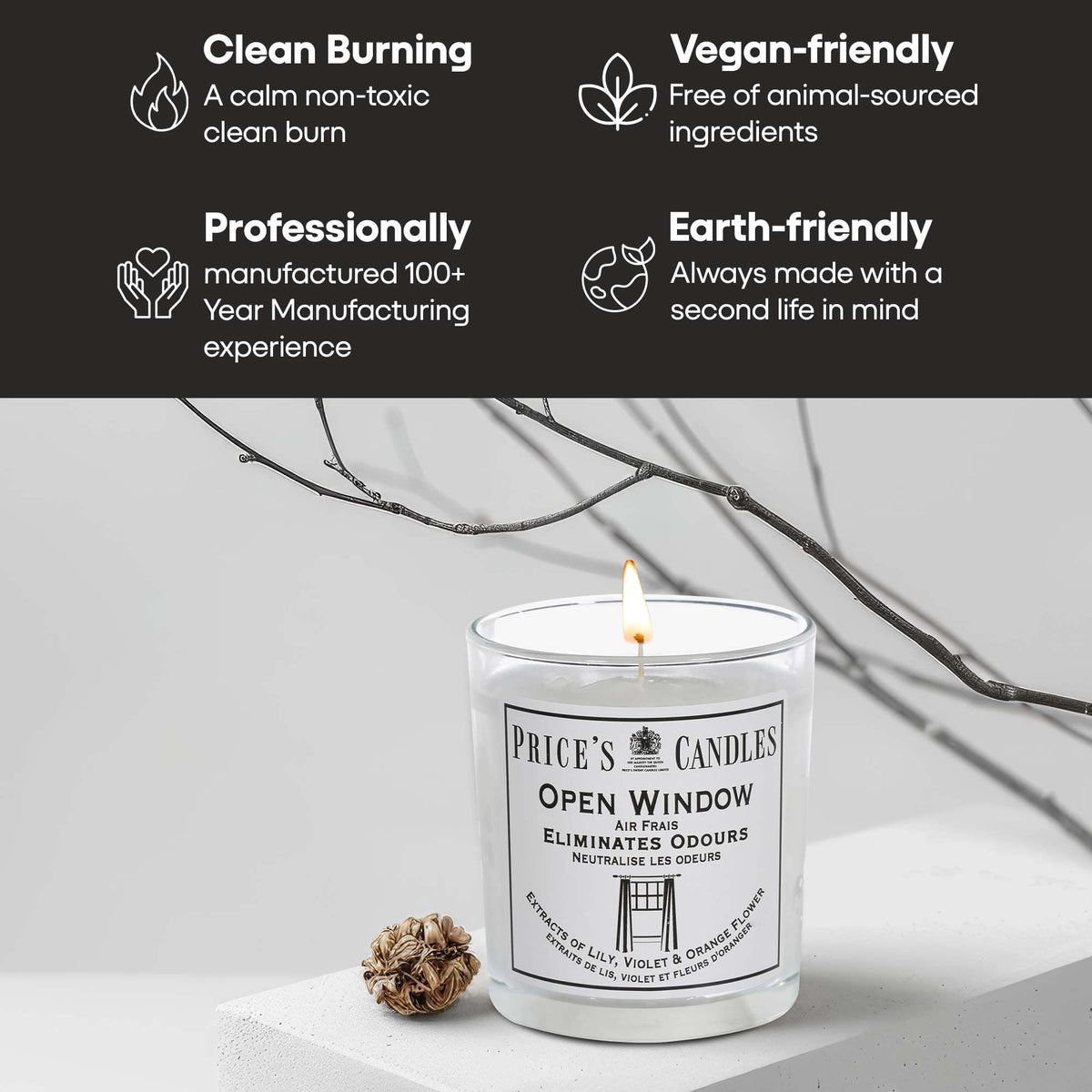 Price's - Household Pet Jar Candle - Odour Eliminating Candle - Made With Orange, Lemon & Thyme Extracts - Clean, Fresh, Quality Fragrance - Long Lasting Scent - Sayby’s
