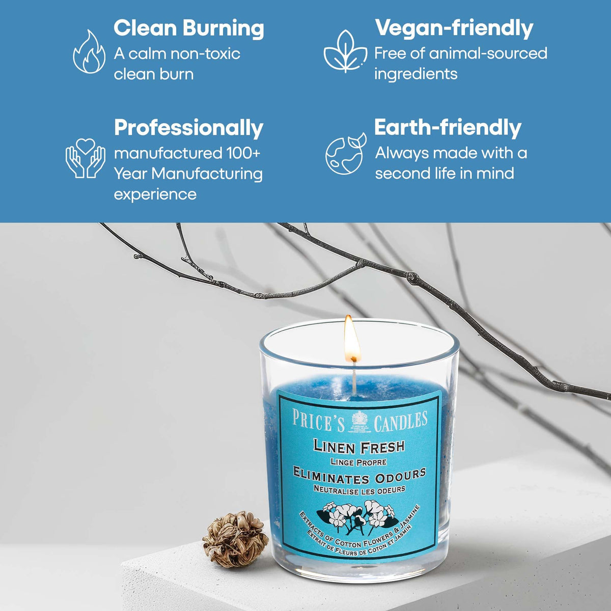 Price's - Household Pet Jar Candle - Odour Eliminating Candle - Made With Orange, Lemon & Thyme Extracts - Clean, Fresh, Quality Fragrance - Long Lasting Scent - Sayby’s