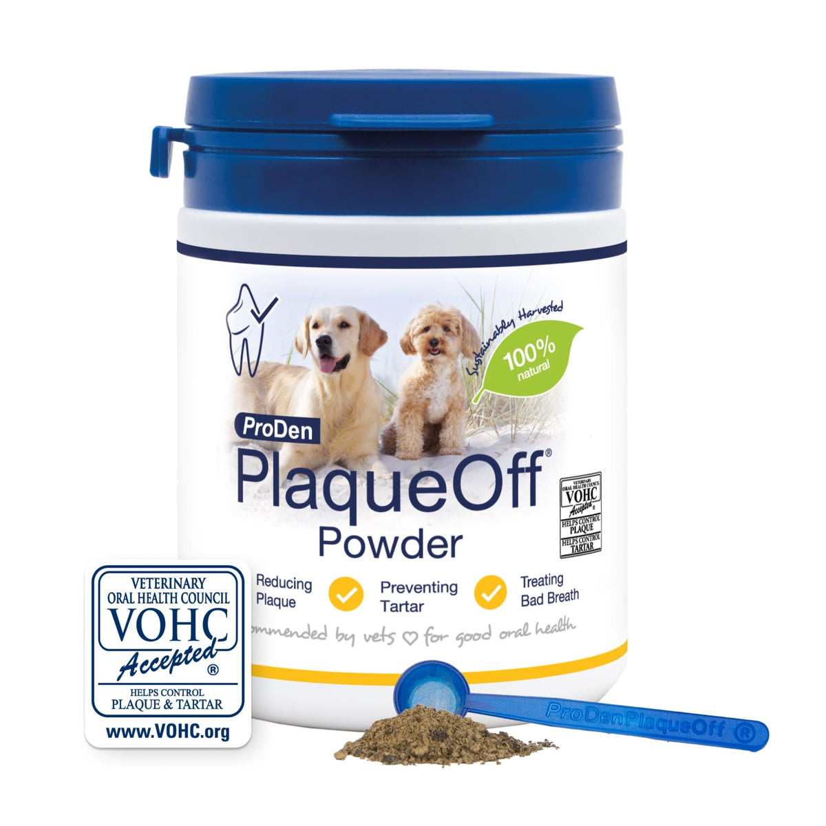 ProDen PlaqueOff Powder for Dogs & Cats, Tartar & Bad Breath Remover with 100% Natural Teeth Plaque Remover 180 g - Sayby’s