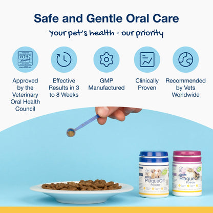 ProDen PlaqueOff Powder for Dogs & Cats, Tartar & Bad Breath Remover with 100% Natural Teeth Plaque Remover 180 g - Sayby’s