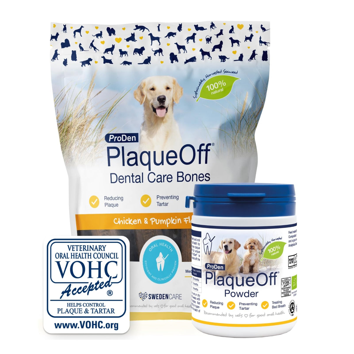 ProDen PlaqueOff Powder for Dogs & Cats, Tartar & Bad Breath Remover with 100% Natural Teeth Plaque Remover 180 g - Sayby’s