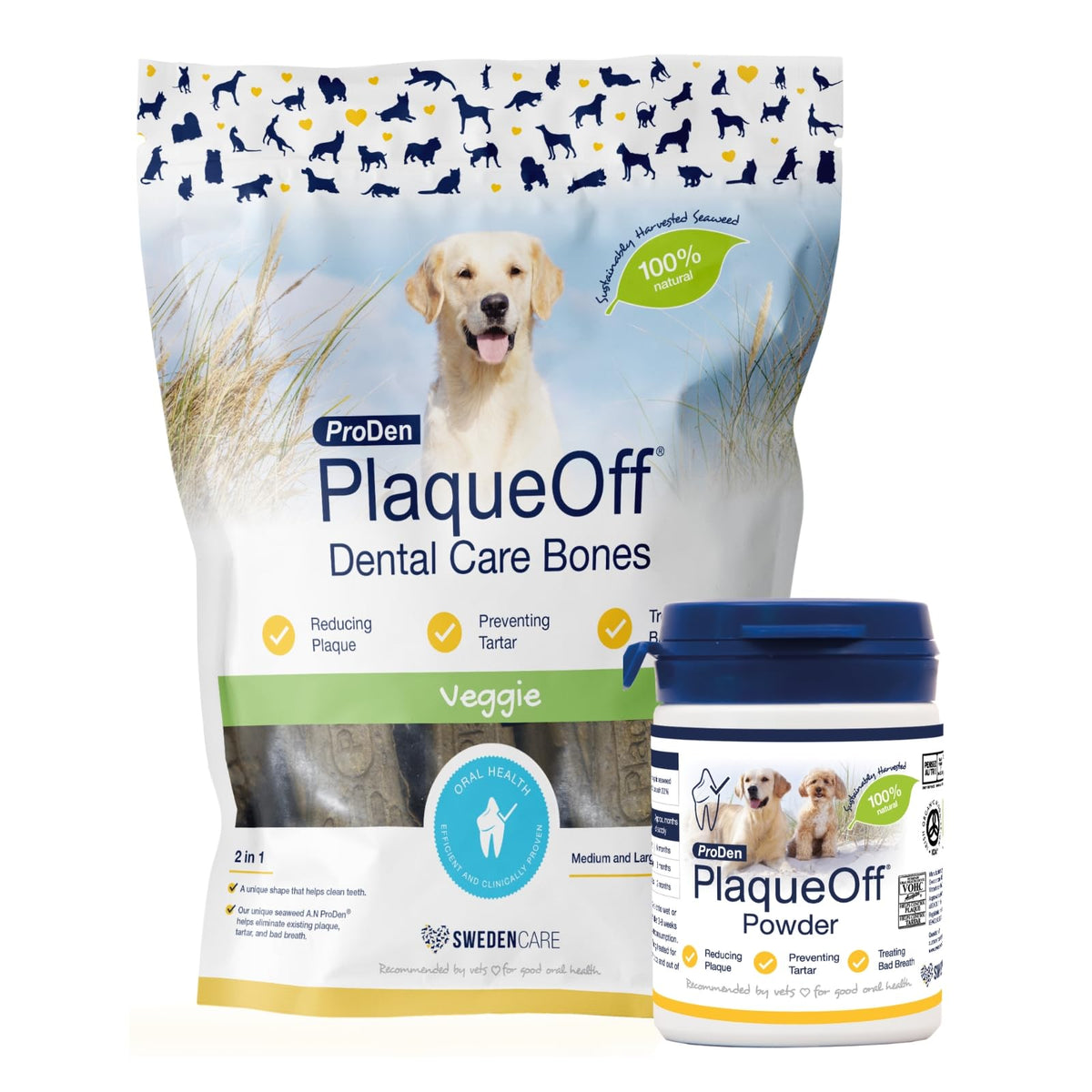 ProDen PlaqueOff Powder for Dogs & Cats, Tartar & Bad Breath Remover with 100% Natural Teeth Plaque Remover 180 g - Sayby’s