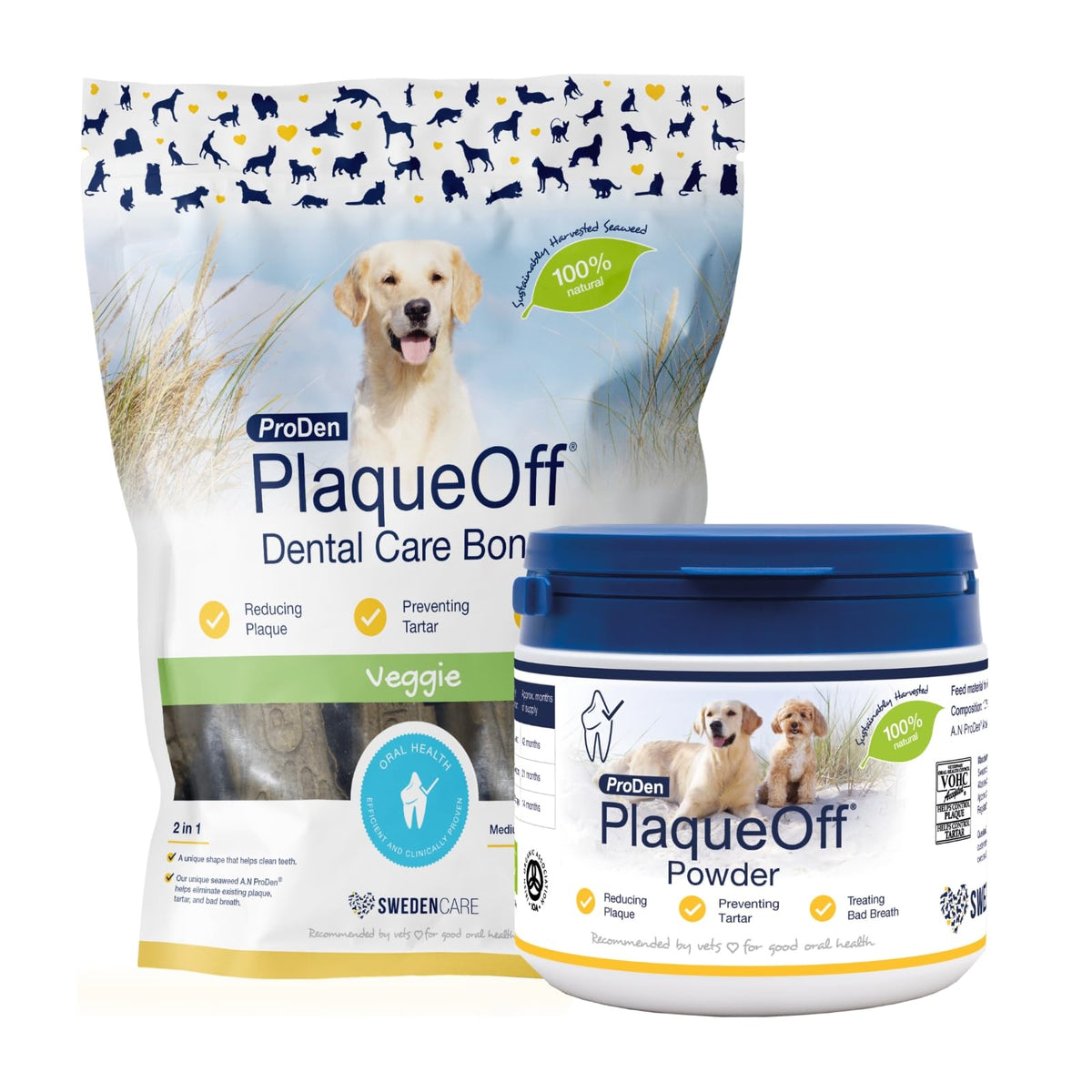 ProDen PlaqueOff Powder for Dogs & Cats, Tartar & Bad Breath Remover with 100% Natural Teeth Plaque Remover 180 g - Sayby’s
