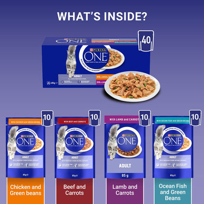 PURINA ONE Adult Cat Food Mini Fillets in Gravy 40 x 85g - Sayby’s