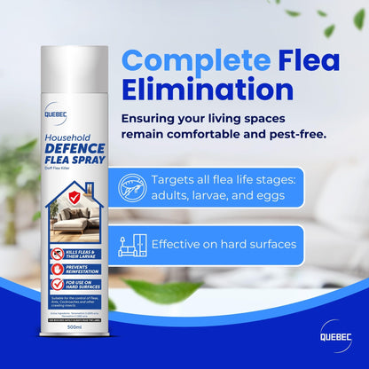 Quebec Household Flea Spray for the Home – Powerful Flea & Pest Control for Home, Effective Against Fleas, Ticks, Bed Bugs, Ants & Insects Long-Lasting Safe for Indoor Use Easy Application – 500ML (1) - Sayby’s