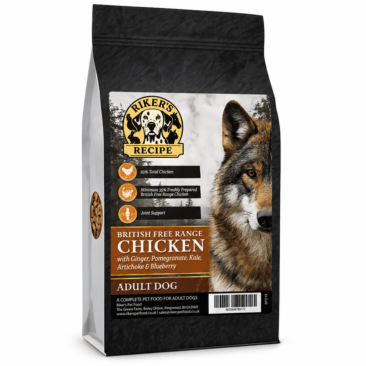 Riker’s Recipe Superfood 65 Grain Free Dog Food – British Free Range Chicken 12kg - Sayby’s