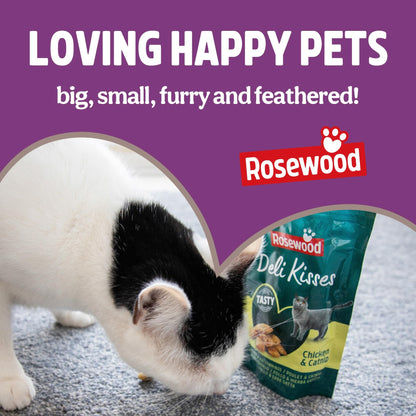 Rosewood Freeze Dried Chicken Bites for Cats - All Natural Chicken Fillet, Small, Bite-Sized Cat Treats, Grain-Free, Natural and Healthy Cat Snacks (Case of 12 x 15g Packs) - Sayby’s