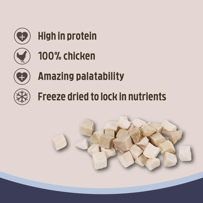 Rosewood Freeze Dried Chicken Bites for Cats - All Natural Chicken Fillet, Small, Bite-Sized Cat Treats, Grain-Free, Natural and Healthy Cat Snacks (Case of 12 x 15g Packs) - Sayby’s