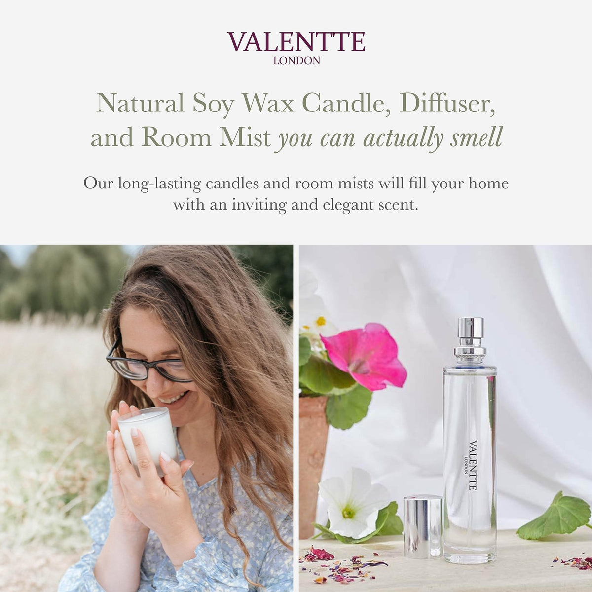 Scented Gift Box with Candle, Reed Diffuser, and Room Mist, Aromatherapy Essential Oils, Long Lasting Fragrance, Made in the UK (Lemongrass and Rosemary) (150g, 100ml, 30ml) - Valentte - Sayby’s