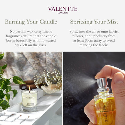Scented Gift Box with Candle, Reed Diffuser, and Room Mist, Aromatherapy Essential Oils, Long Lasting Fragrance, Made in the UK (Lemongrass and Rosemary) (150g, 100ml, 30ml) - Valentte - Sayby’s