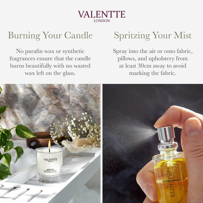 Scented Gift Box with Candle, Reed Diffuser, and Room Mist, Aromatherapy Essential Oils, Long Lasting Fragrance, Made in the UK (Lemongrass and Rosemary) (150g, 100ml, 30ml) - Valentte - Sayby’s