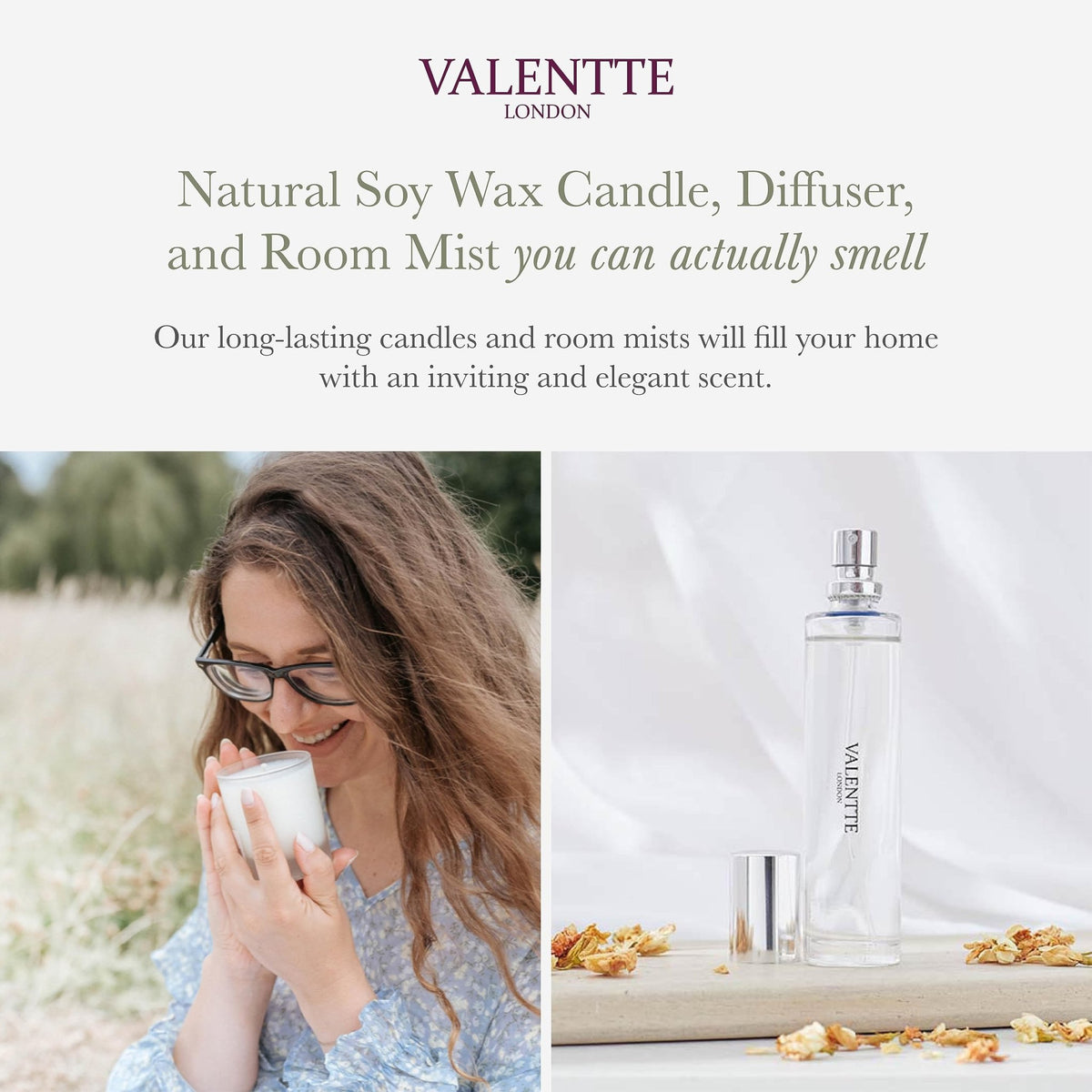 Scented Gift Box with Candle, Reed Diffuser, and Room Mist, Aromatherapy Essential Oils, Long Lasting Fragrance, Made in the UK (Lemongrass and Rosemary) (150g, 100ml, 30ml) - Valentte - Sayby’s