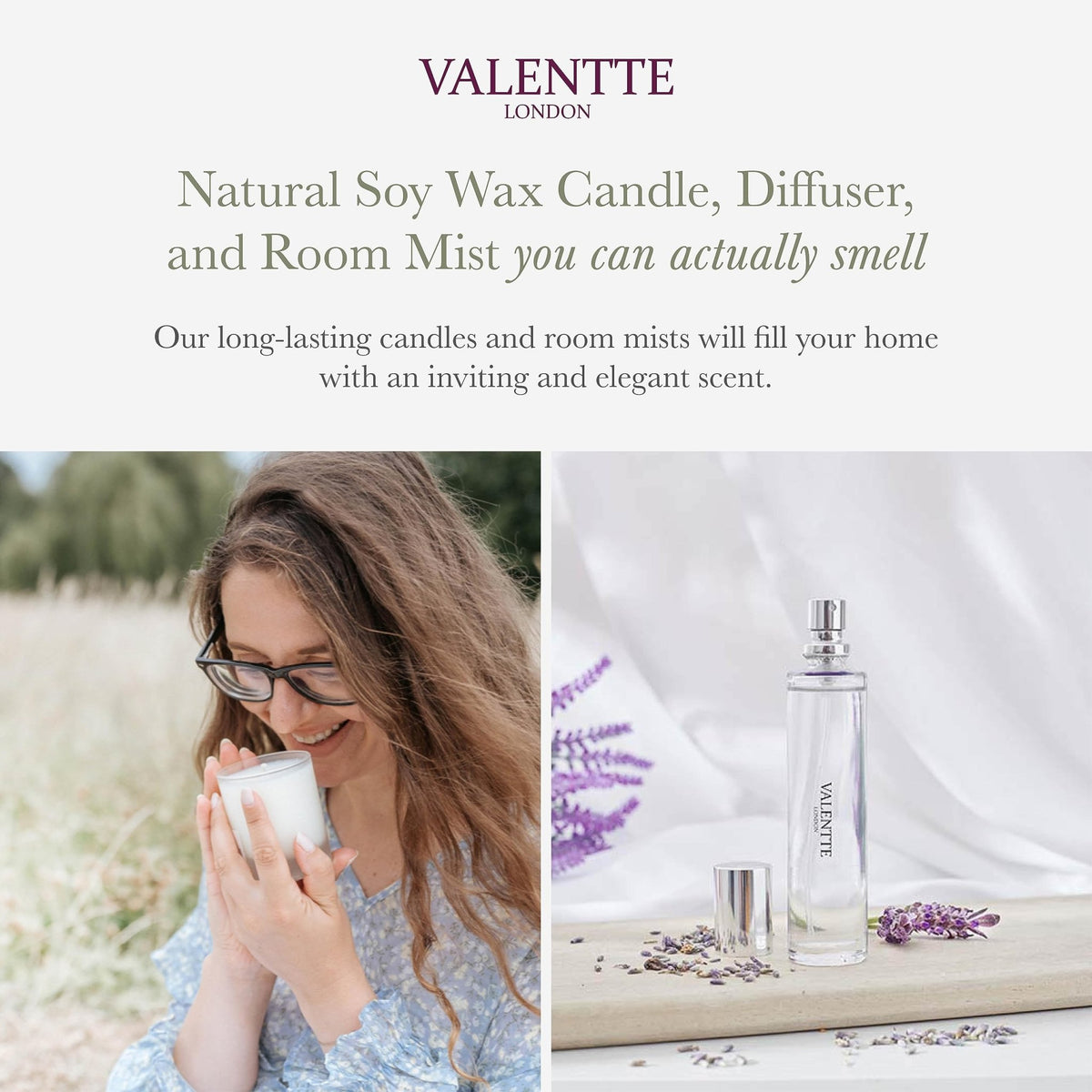 Scented Gift Box with Candle, Reed Diffuser, and Room Mist, Aromatherapy Essential Oils, Long Lasting Fragrance, Made in the UK (Lemongrass and Rosemary) (150g, 100ml, 30ml) - Valentte - Sayby’s