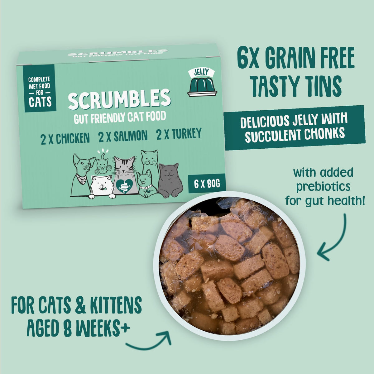 Scrumbles Wet Cat Jelly Meat Selection 6 x 80g - Sayby’s