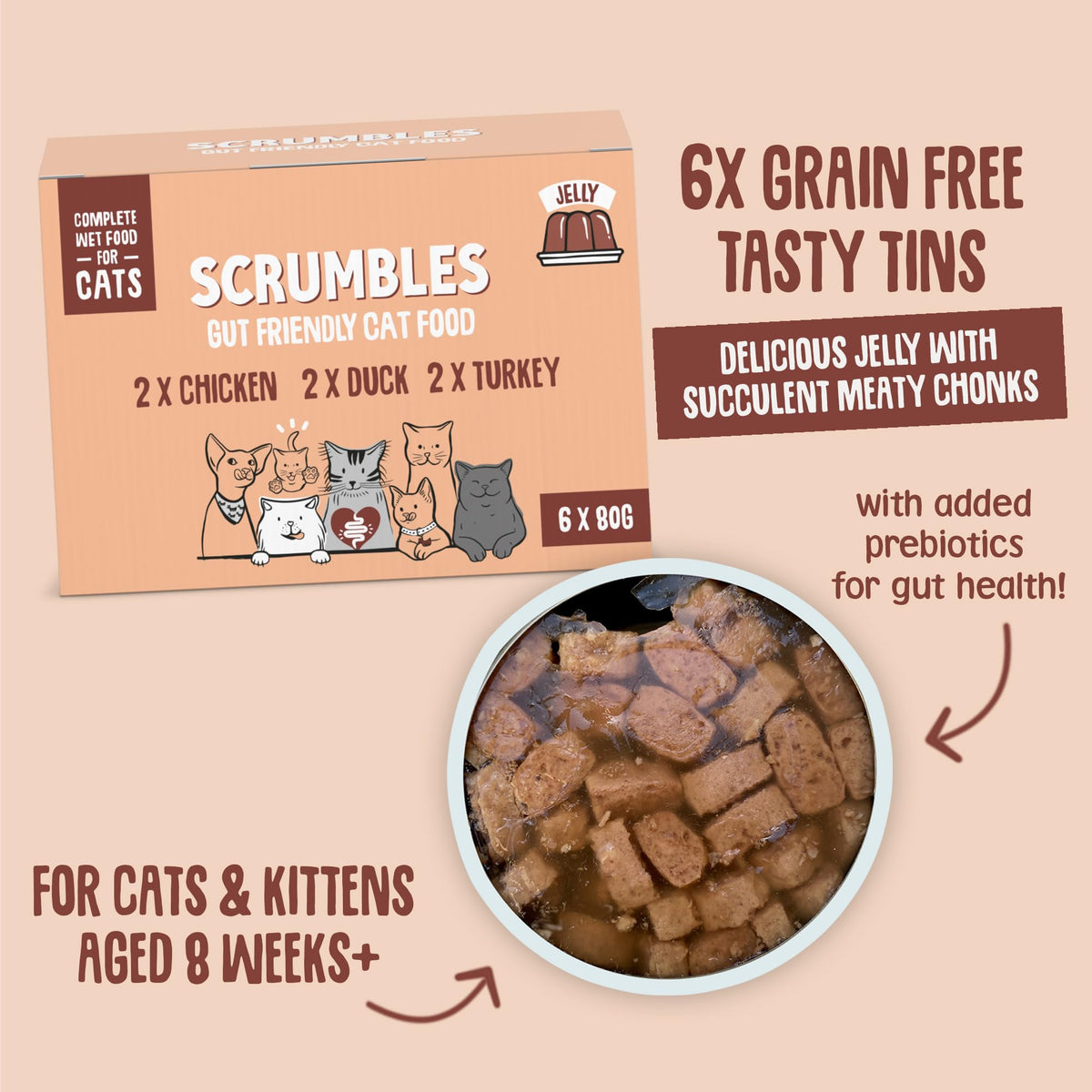 Scrumbles Wet Cat Jelly Meat Selection 6 x 80g - Sayby’s