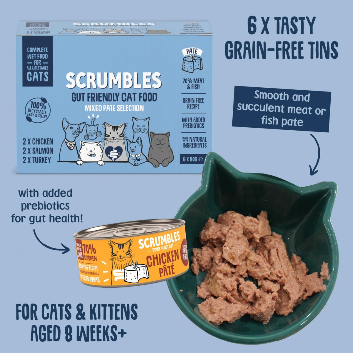 Scrumbles Wet Cat Jelly Meat Selection 6 x 80g - Sayby’s