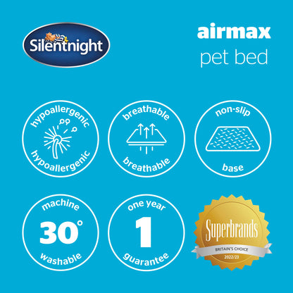 Silentnight Airmax Dog Bed – Medium Dog Pet Bed with Removable and Reversible Cushion, Mesh Sides to Prevent Overheating and Non-Slip Base – Easy Clean Machine Washable – 75 x 58 x 19cm – Medium - Sayby’s