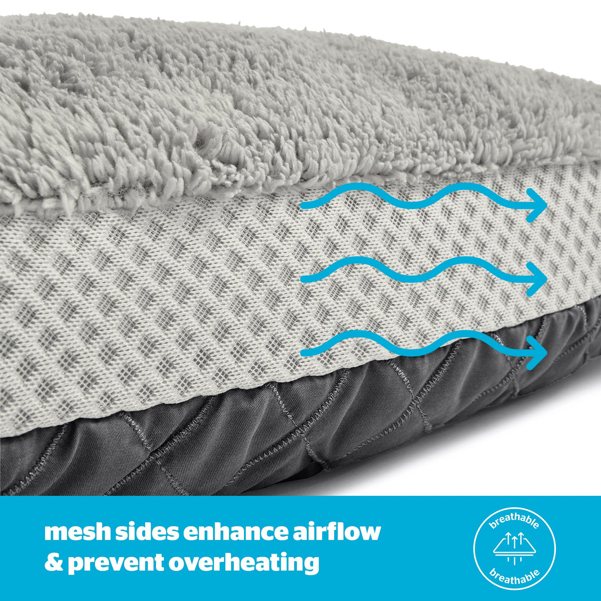 Silentnight Airmax Dog Bed – Medium Dog Pet Bed with Removable and Reversible Cushion, Mesh Sides to Prevent Overheating and Non-Slip Base – Easy Clean Machine Washable – 75 x 58 x 19cm – Medium - Sayby’s