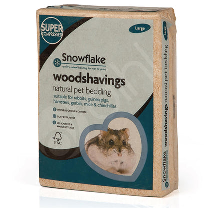 Snowflake Small Animal Wood Shavings Natural Pet Bedding, Dust Extracted Premium Pet Bed Substrate, Odour Control, For Rabbit, Hamster, Gerbil, Guinea Pig, Mouse, FSC Approved - Sayby’s