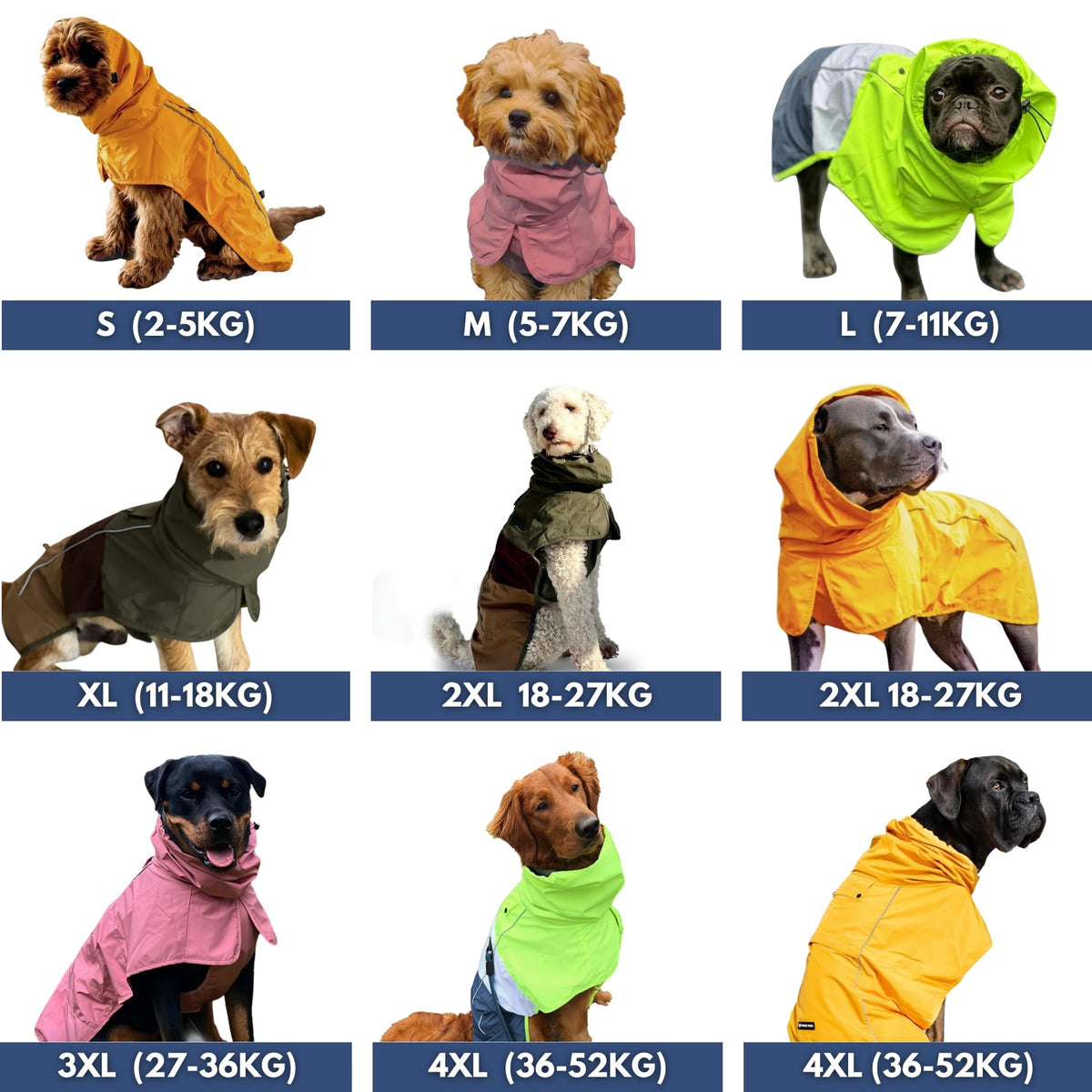 Spark Paws Dog Raincoat, Waterproof Windproof Rain Jacket, For Small Medium Large Extra Large Dogs, Reflective Breathable Full-body Coverage Dry Suit - Sea Pink, 2XL - Sayby’s
