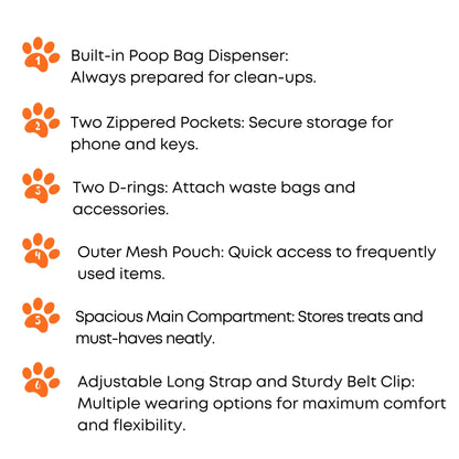 Sweetie Premium Dog Treat Pouch Bag for Walking & Training, with Poop Bag Holder, Collapsible Bowl & Free Clicker - Perfect Puppy Kit - Sayby’s