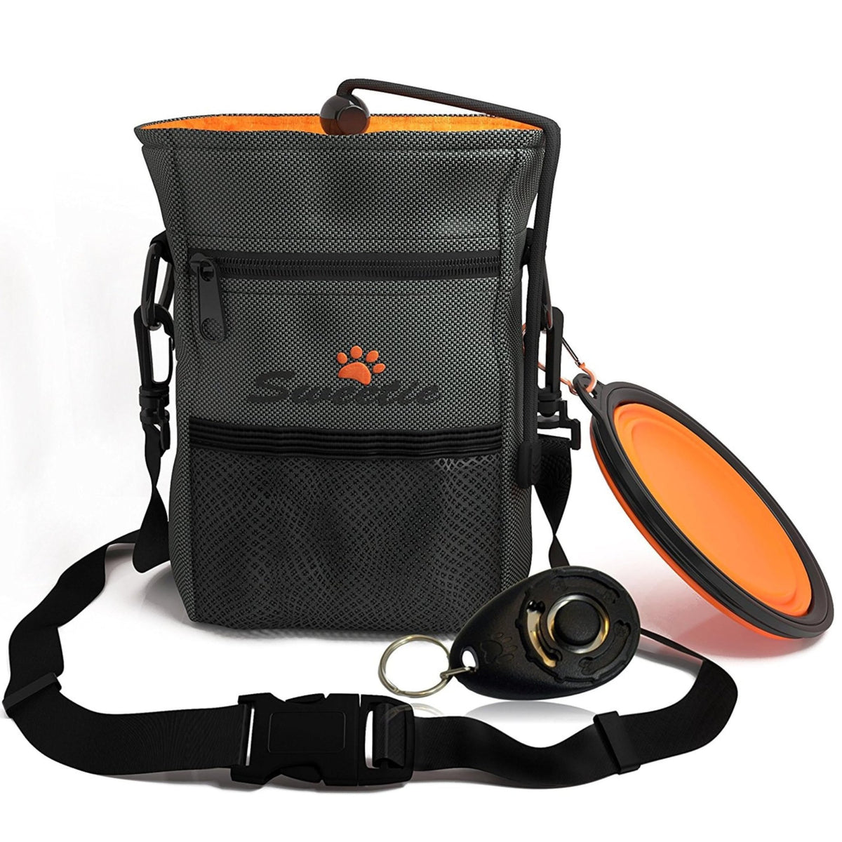 Sweetie Premium Dog Treat Pouch Bag for Walking & Training, with Poop Bag Holder, Collapsible Bowl & Free Clicker - Perfect Puppy Kit - Sayby’s