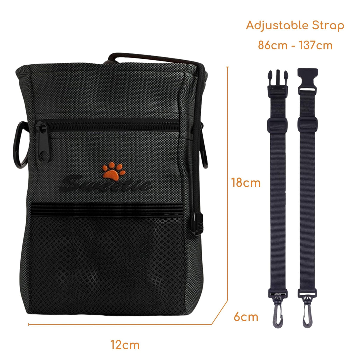 Sweetie Premium Dog Treat Pouch Bag for Walking & Training, with Poop Bag Holder, Collapsible Bowl & Free Clicker - Perfect Puppy Kit - Sayby’s