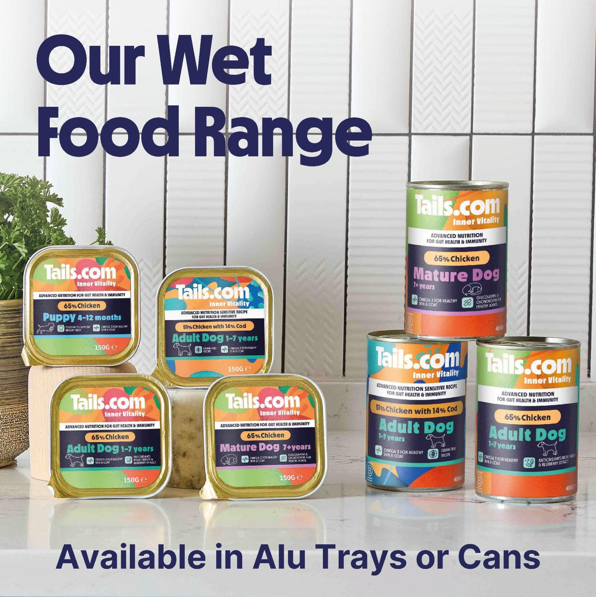 Tails.com Inner Vitality • Wet Dog Food 11 x 150g • Sensitive Chicken & Cod • Adult 1-7 years • Grain Free Recipe • Made with natural ingredients • Contains Omega 3 to Support Skin and Coat - Sayby’s