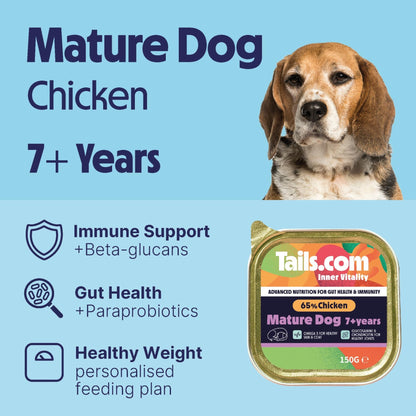 Tails.com Inner Vitality • Wet Dog Food 11 x 150g • Sensitive Chicken & Cod • Adult 1-7 years • Grain Free Recipe • Made with natural ingredients • Contains Omega 3 to Support Skin and Coat - Sayby’s