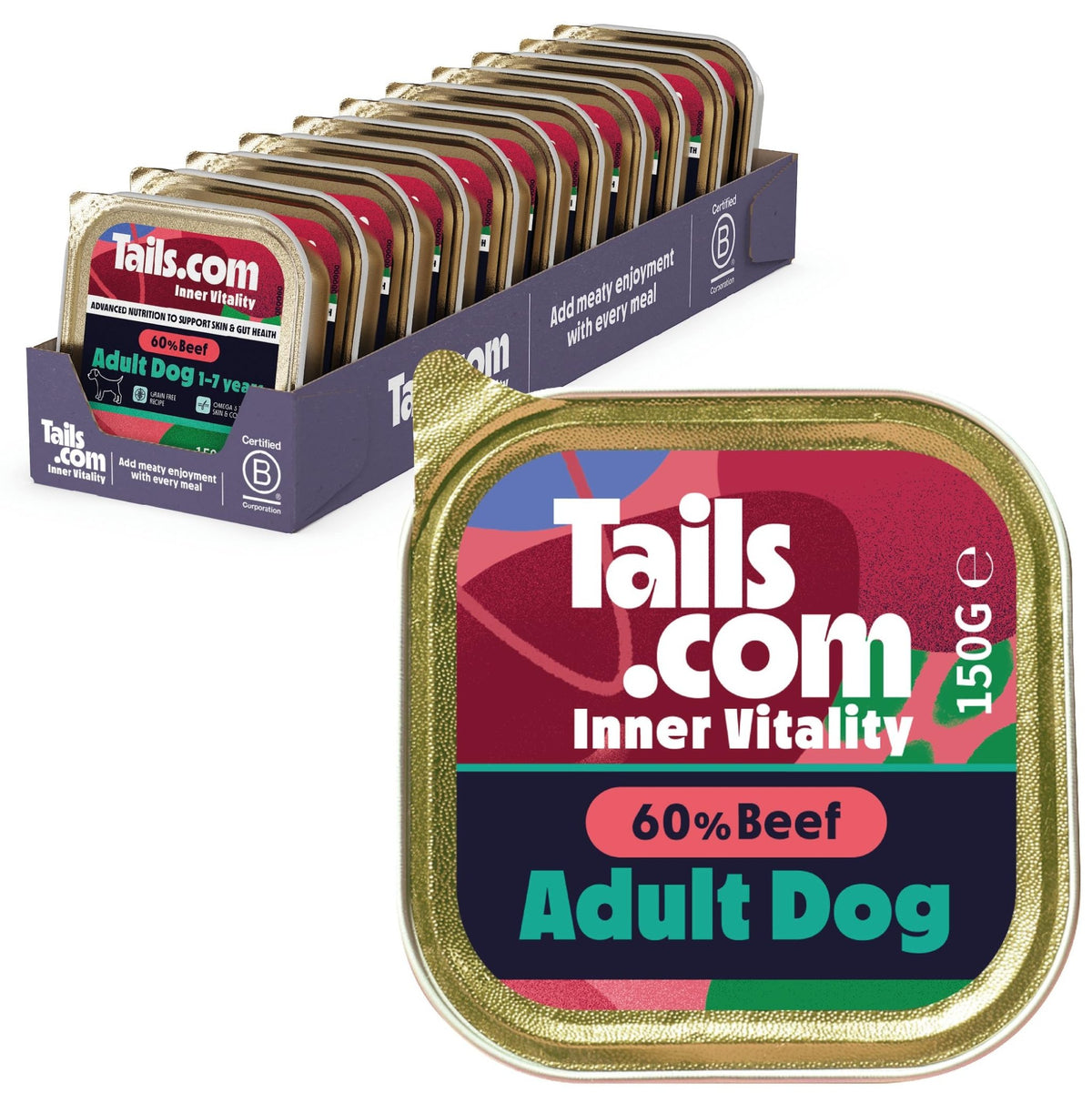 Tails.com Inner Vitality • Wet Dog Food 11 x 150g • Sensitive Chicken & Cod • Adult 1-7 years • Grain Free Recipe • Made with natural ingredients • Contains Omega 3 to Support Skin and Coat - Sayby’s