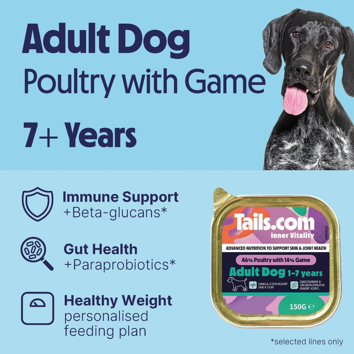 Tails.com Inner Vitality • Wet Dog Food 11 x 150g • Sensitive Chicken & Cod • Adult 1-7 years • Grain Free Recipe • Made with natural ingredients • Contains Omega 3 to Support Skin and Coat - Sayby’s