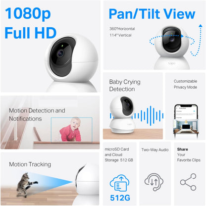 Tapo C210 2K 3MP Pan/Tilt Indoor Camera House Security Camera, WiFi Camera, No Monthly Fee, AI Detection, Dog Puppy Camera, Baby Camera Monitor, 360° View, Night Vision, Works with Alexa & Google - Sayby’s