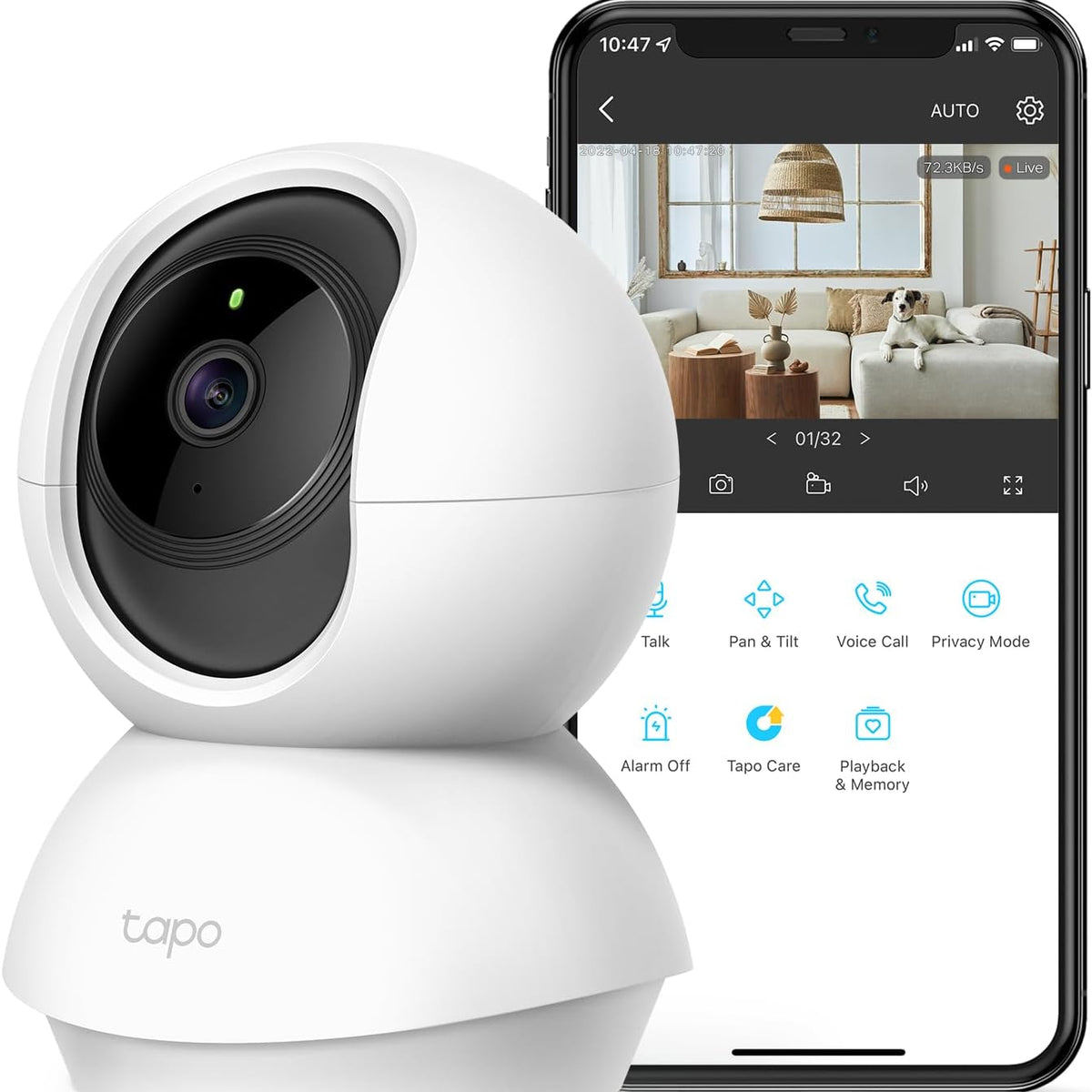 Tapo C210 2K 3MP Pan/Tilt Indoor Camera House Security Camera, WiFi Camera, No Monthly Fee, AI Detection, Dog Puppy Camera, Baby Camera Monitor, 360° View, Night Vision, Works with Alexa & Google - Sayby’s