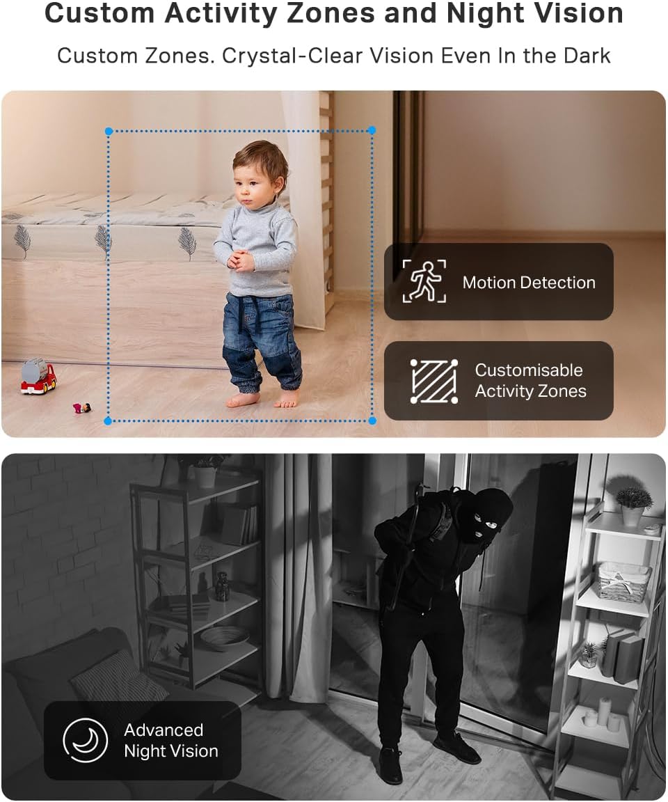 Tapo C210 2K 3MP Pan/Tilt Indoor Camera House Security Camera, WiFi Camera, No Monthly Fee, AI Detection, Dog Puppy Camera, Baby Camera Monitor, 360° View, Night Vision, Works with Alexa & Google - Sayby’s