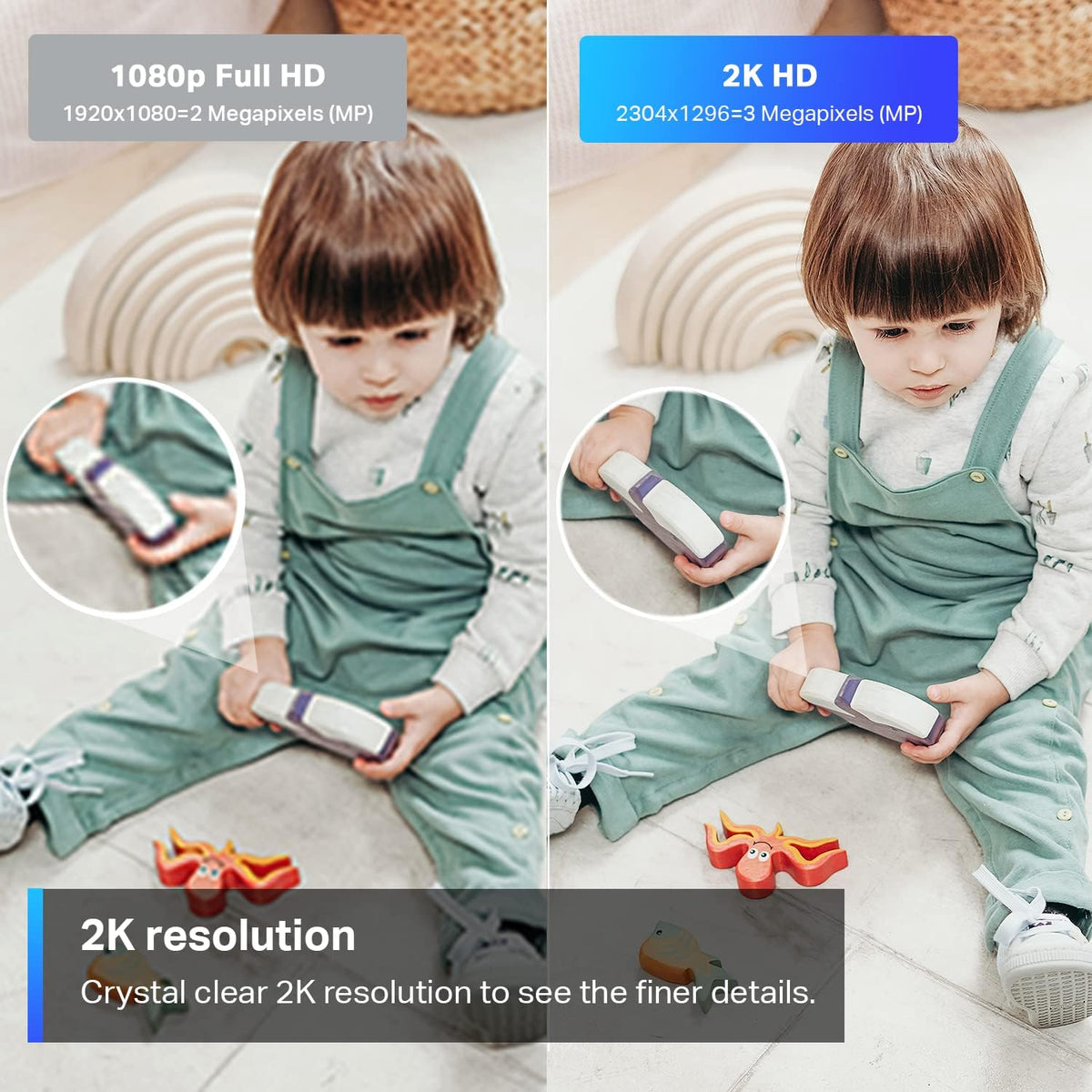 Tapo C210 2K 3MP Pan/Tilt Indoor Camera House Security Camera, WiFi Camera, No Monthly Fee, AI Detection, Dog Puppy Camera, Baby Camera Monitor, 360° View, Night Vision, Works with Alexa & Google - Sayby’s