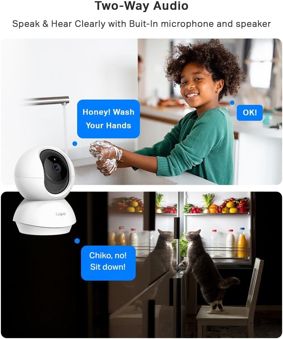 Tapo C210 2K 3MP Pan/Tilt Indoor Camera House Security Camera, WiFi Camera, No Monthly Fee, AI Detection, Dog Puppy Camera, Baby Camera Monitor, 360° View, Night Vision, Works with Alexa & Google - Sayby’s