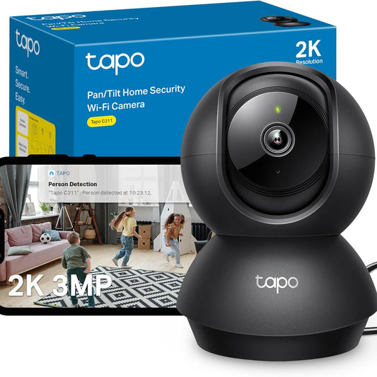 Tapo C211 2K 3MP Pan/Tilt Indoor Camera House Security Camera, WiFi Camera, No Monthly Fee, AI Detection, Dog Camera, Baby Camera Monitor, CCTV, 360° View, Night Vision, Works with Alexa & Google - Sayby’s
